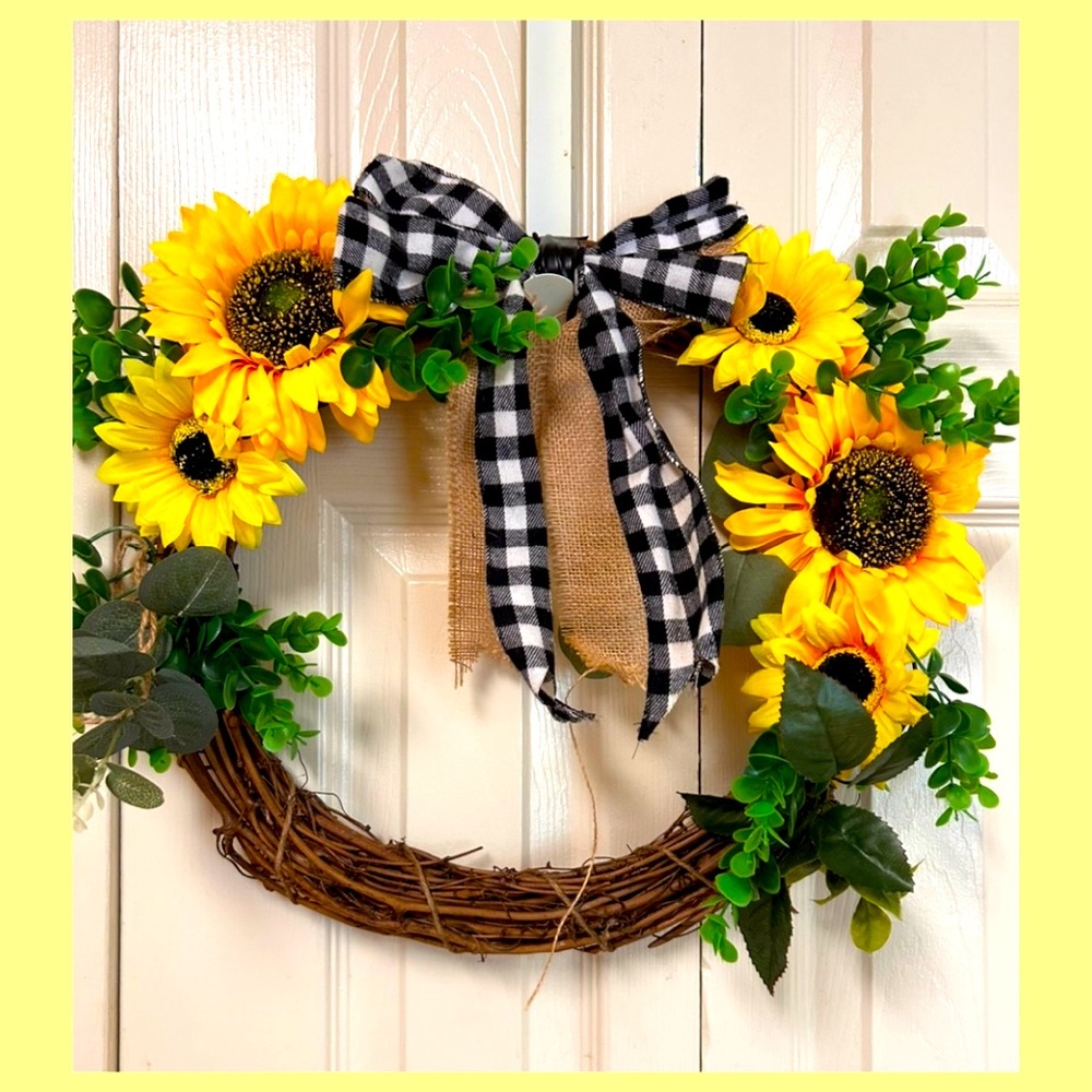 Sunflower and Greenery Wreath